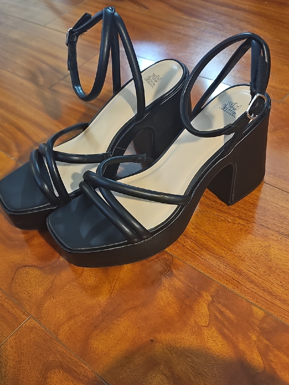 wild fable Black Platform Strappy Block Heels